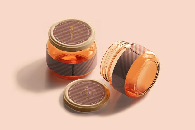 Marmalade Glass Jars Mockup Psd