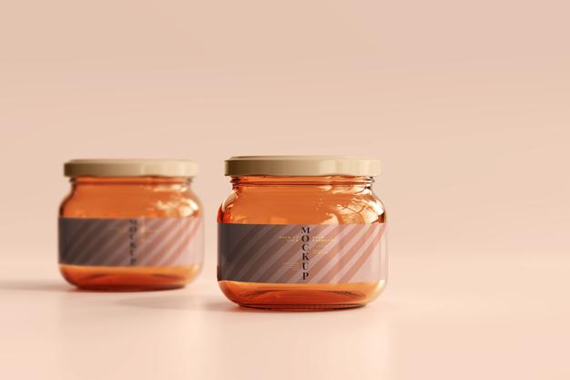 Marmalade Glass Jars Mockup Psd