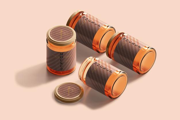 Marmalade Glass Jars Mockup Psd