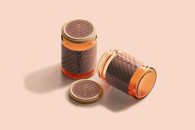 Marmalade Glass Jars Mockup Psd