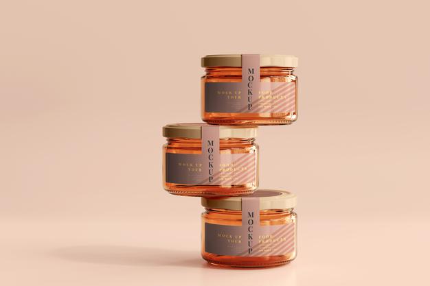 Marmalade Glass Jars Mockup Psd