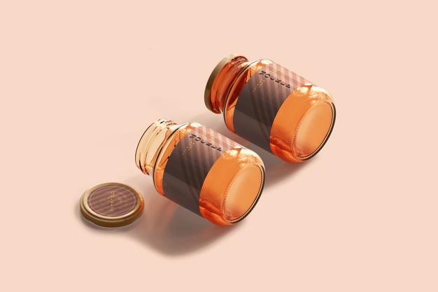 Marmalade Glass Jars Mockup Psd