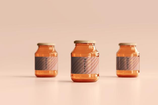 Marmalade Glass Jars Mockup Psd