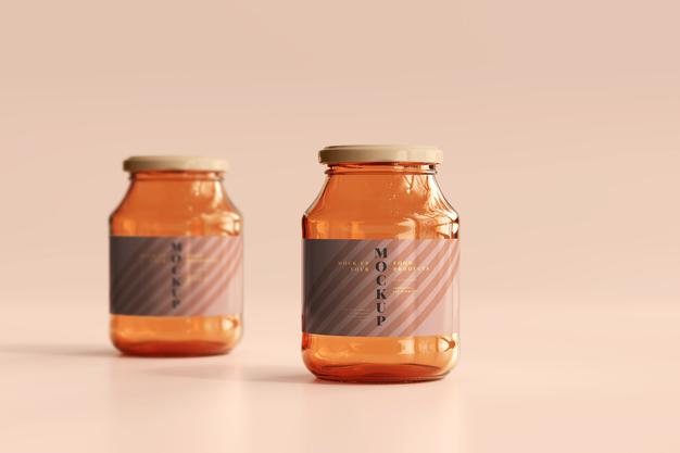 Marmalade Glass Jars Mockup Psd