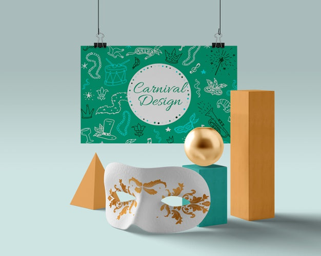 Mask Prepared For Carnival With Gold Details Psd