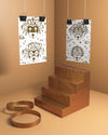 Mask Sketches With Stairs And Golden Rings Psd