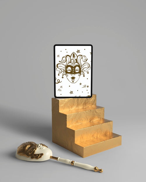 Masks On Stick And Stairs Mock-Up Psd