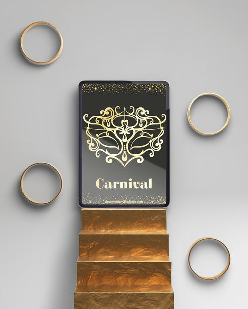 Masquerade Party Mock-Up On Stairs Psd