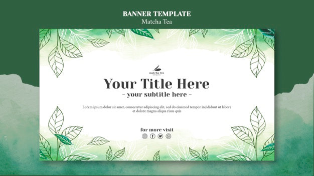 Matcha Tea Concept Banner Template Mock-Up Psd