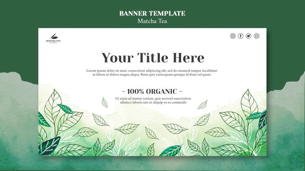 Matcha Tea Concept Banner Template Mock-Up Psd