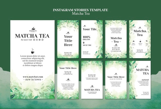 Matcha Tea Instagram Stories Tamplate Concept Mock-Up Psd