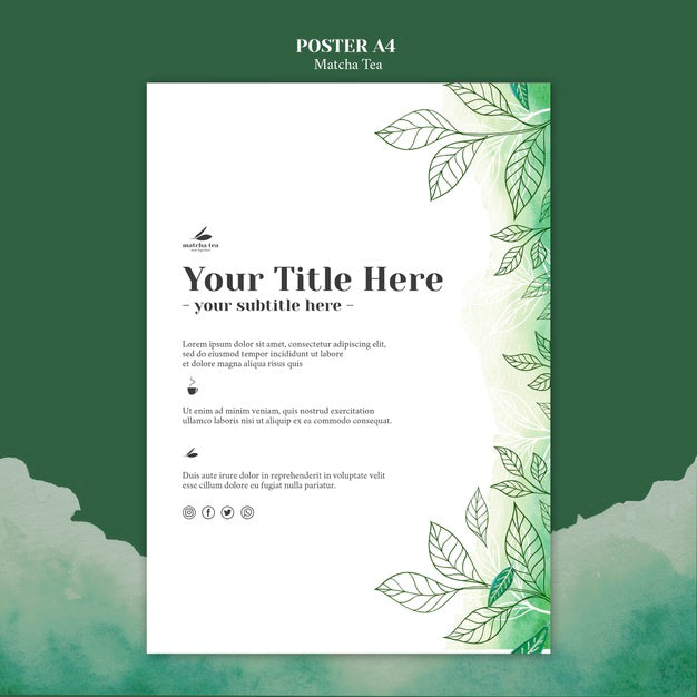 Matcha Tea Poster Concept Mock-Up Psd