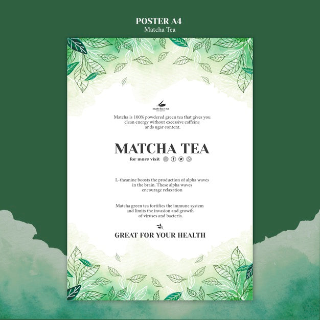 Matcha Tea Poster Concept Mock-Up Psd