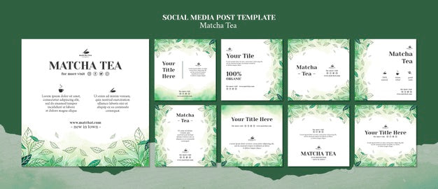 Matcha Tea Social Media Post Template Concept Mock-Up Psd