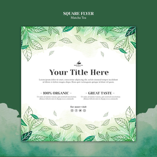 Matcha Tea Square Flyer Concept Mock-Up Psd