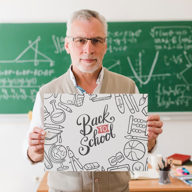 Math Teacher Holding Notebook With Mock-Up Psd
