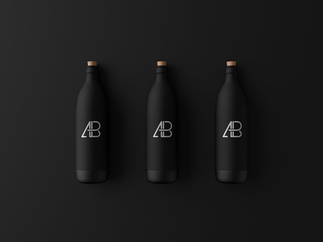 Matte Black Bottle Mockup