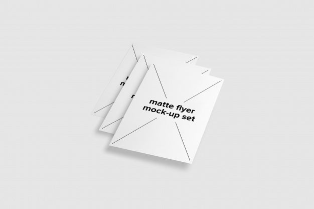 Matte Flyer On White Background Mock Up Set Psd