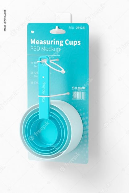 Measuring Cups Set On Blister Mockup Psd