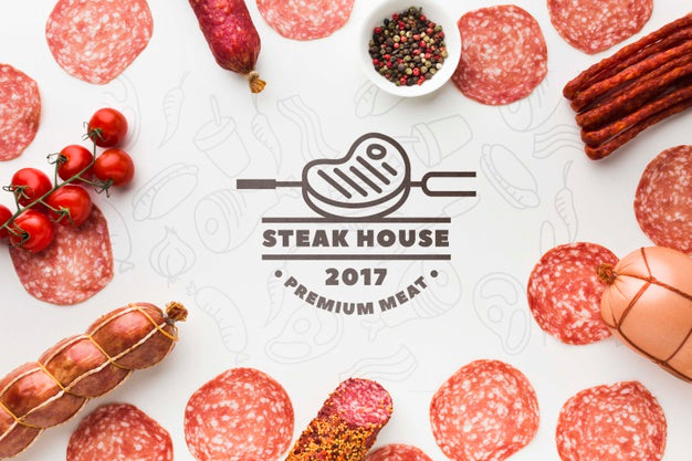 Meat Products With White Background Mock-Up Psd
