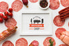 Meat Products With White Frame Mock-Up Psd