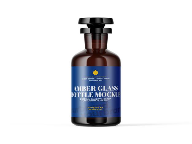 Medical Amber Jar Bottle Mockup Psd
