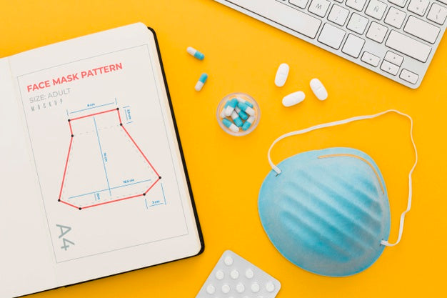 Medical Desk With Mask Arrangement Psd