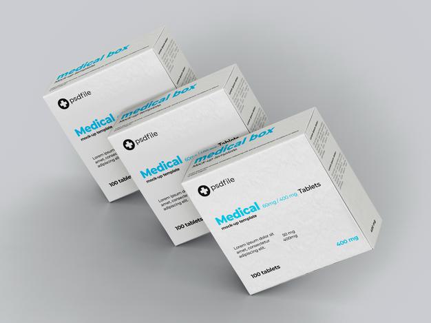 Medical Drug Box Mockup Template Psd
