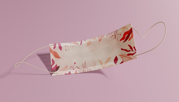 Medical Mask With Leaves Pattern Psd