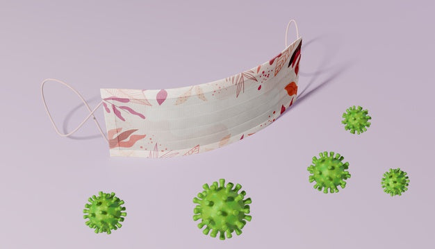 Medical Mask With Virus Design Psd
