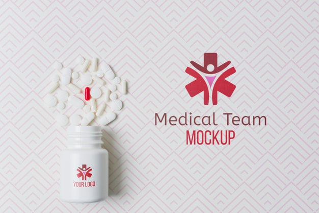 Medical Pill Box Brand With Mock-Up Background Psd