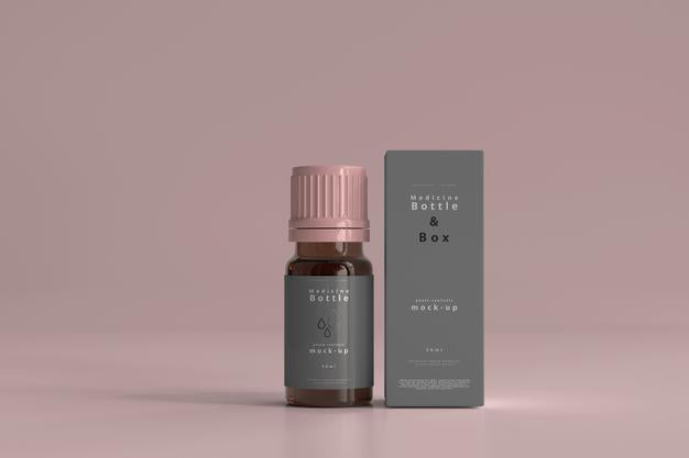Medicine Bottle And Box Mockup Psd