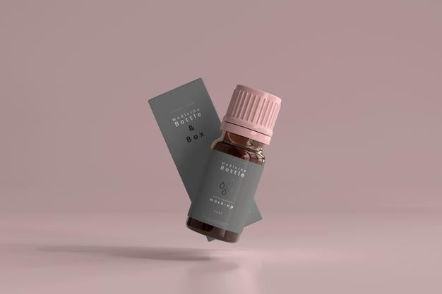 Medicine Bottle And Box Mockup Psd