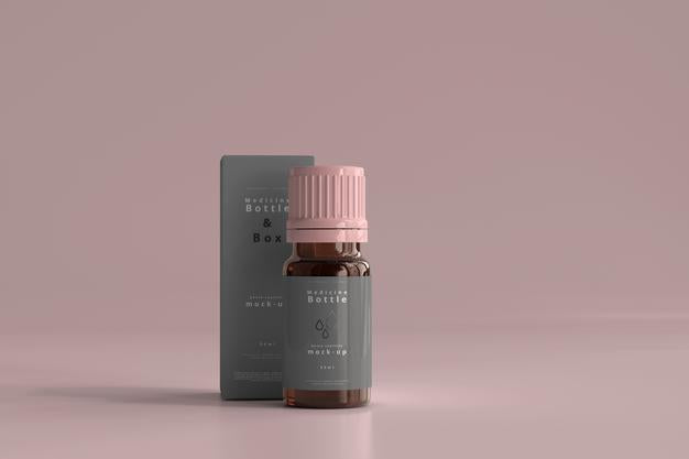Medicine Bottle And Box Mockup Psd