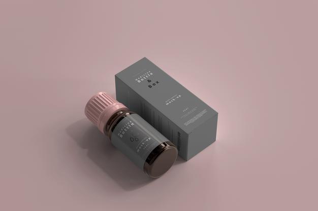 Medicine Bottle And Box Mockup Psd