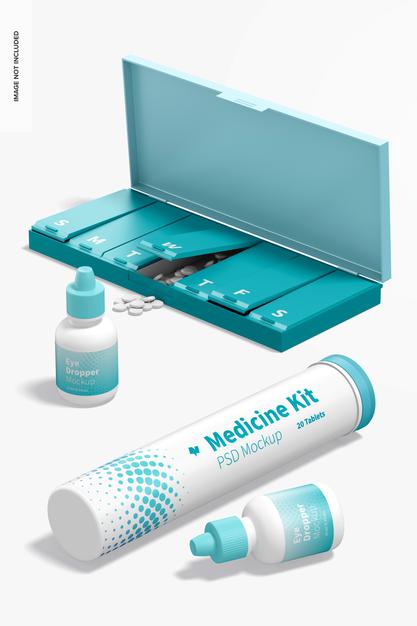Medicine Kit Mockup, Right View Psd