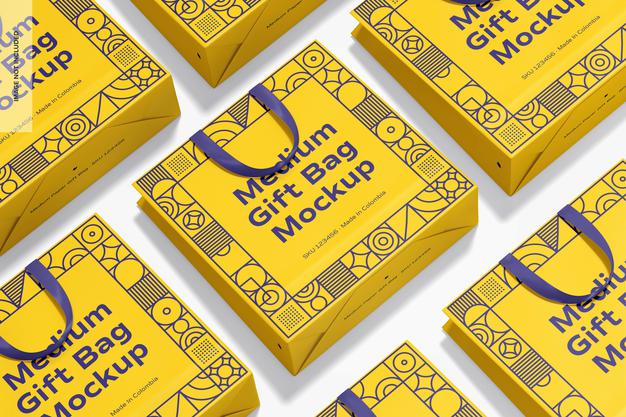 Medium Gift Bag With Ribbon Handle Mockup Psd