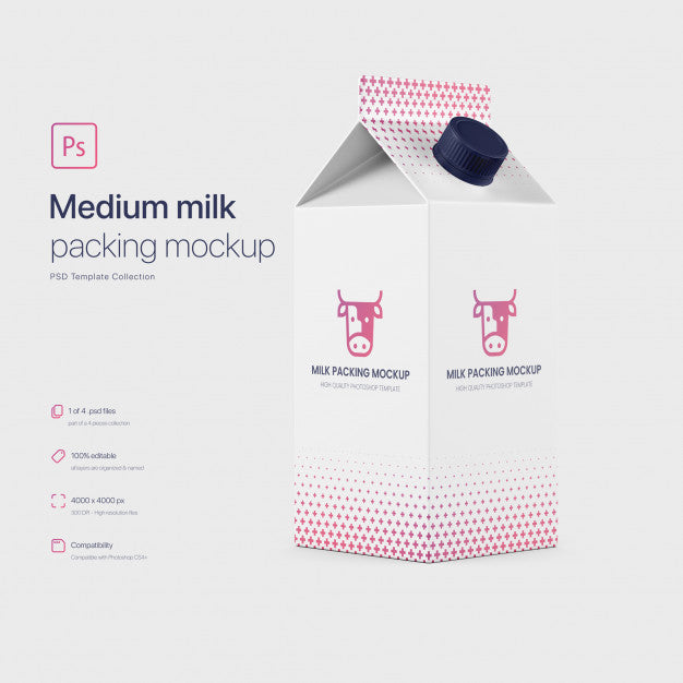 Medium Milk Carton Packing Mockup Psd
