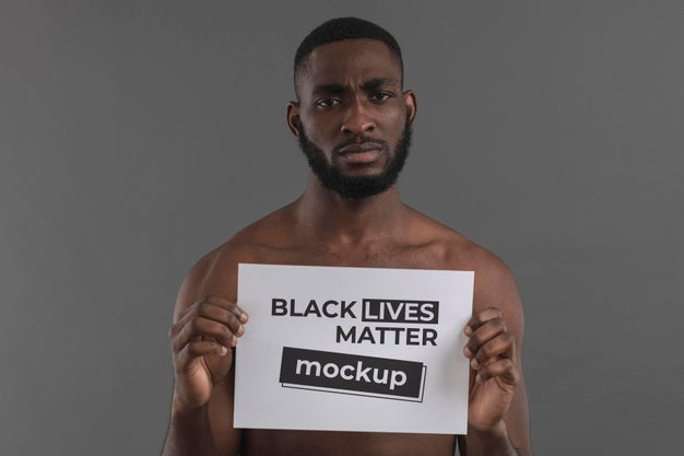 Medium Shot Black Man Holding Paper Piece Psd