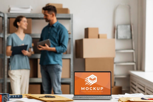 Medium Shot Blurry People Working Psd