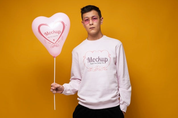 Medium Shot Boy Holding Balloon Psd