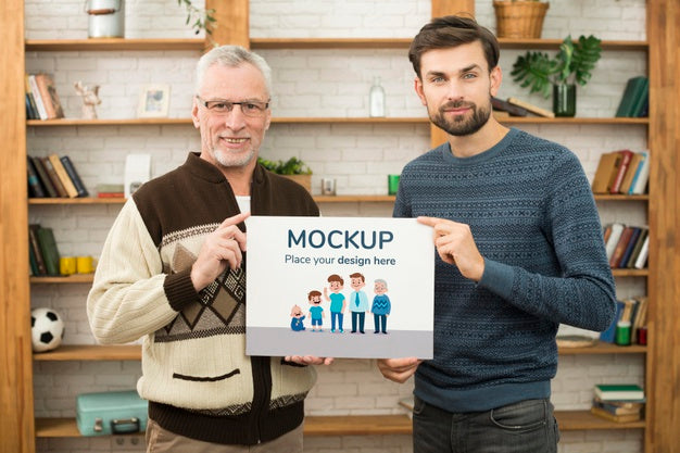 Medium Shot Father And Son With Banner Psd