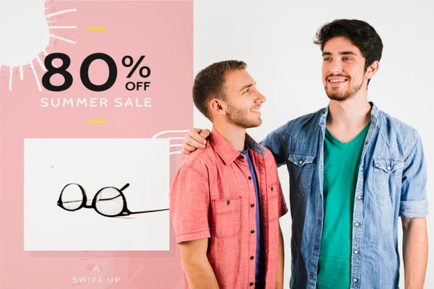 Medium Shot Friends On Discount Flyer Psd