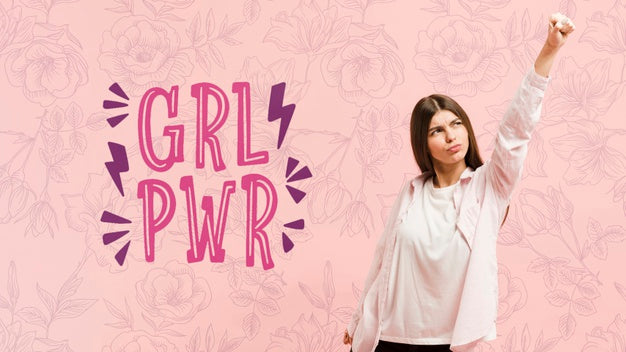 Medium Shot Girl Posing With Pink Background Psd