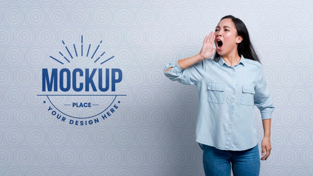 Medium Shot Girl Screaming Psd