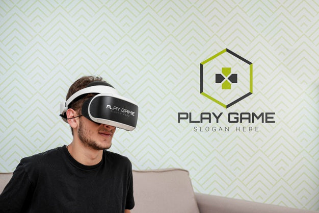 Medium Shot Guy Wearing Vr Glasses Psd