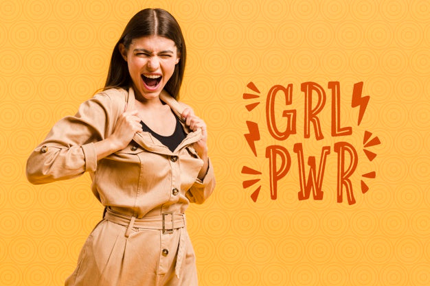 Medium Shot Happy Girl With Long Hair Posing Psd