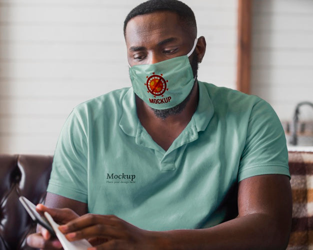 Medium Shot Man Wearing Protection Mask Psd