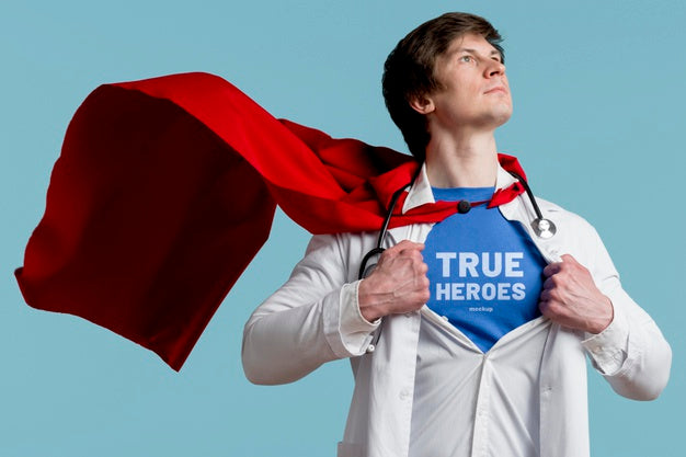 Medium Shot Man With Stethoscope Psd