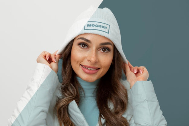 Medium Shot Model Posing With Hat Psd